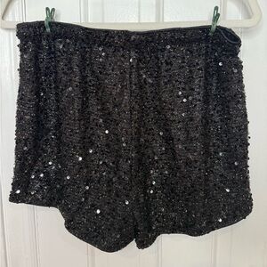 Sequin Black Women's Shorts